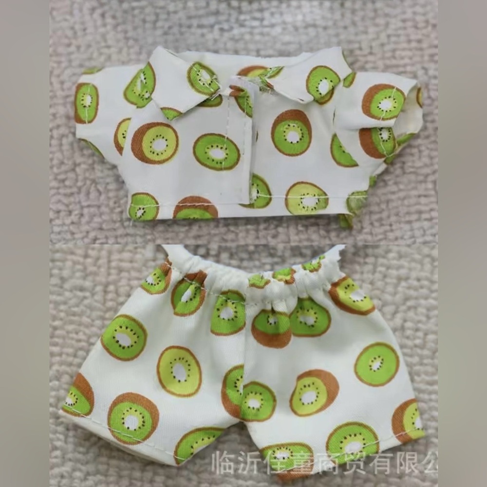 Cute Kiwi Print Labubu Shirt & Shorts Set